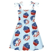 Kid 4th Of July Dress Kid Girls July 4th Dress Star Toddler Patriotic Outfit American Flag Sundress Light Blue,2-3 Years